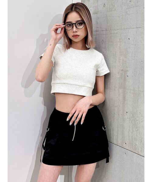 GYDA（ジェイダ）の「カップ付きBACKレースアップテレコトップス（Tシャツ/カットソー・レディース・ライトグレー/ブラック・FREE）」の6枚目の写真