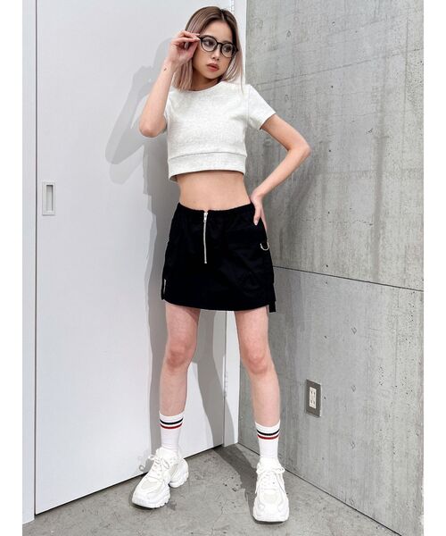 GYDA（ジェイダ）の「カップ付きBACKレースアップテレコトップス（Tシャツ/カットソー・レディース・ライトグレー/ブラック・FREE）」の10枚目の写真