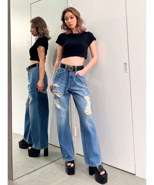 GYDA（ジェイダ）の「カップ付きBACKレースアップテレコトップス（Tシャツ/カットソー・レディース・ライトグレー/ブラック・FREE）」の13枚目の写真