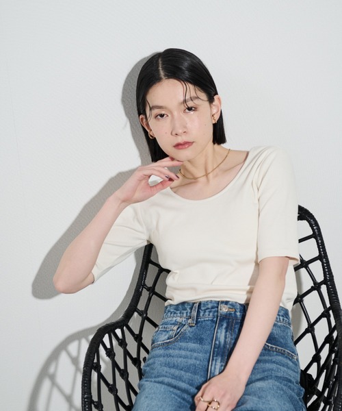 Shelly island（シェリーアイランド）の「カップ付きバックオープンTシャツ（Tシャツ/カットソー・レディース・ブラック/ホワイト/ピンク・FREE）」の9枚目の写真