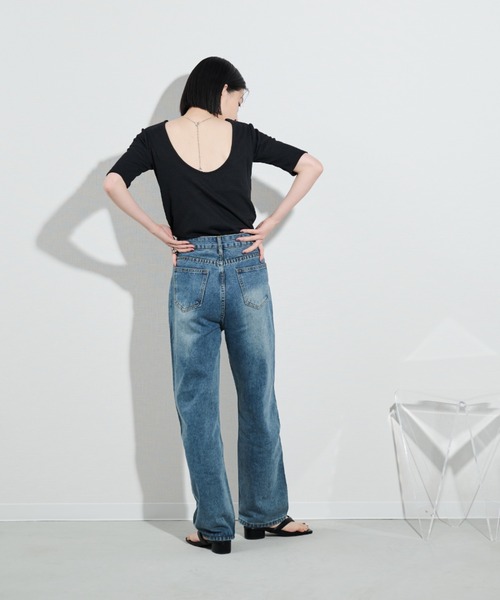 Shelly island（シェリーアイランド）の「カップ付きバックオープンTシャツ（Tシャツ/カットソー・レディース・ブラック/ホワイト/ピンク・FREE）」の8枚目の写真