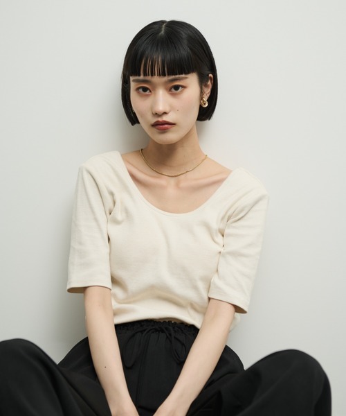 Shelly island（シェリーアイランド）の「カップ付きバックオープンTシャツ（Tシャツ/カットソー・レディース・ブラック/ホワイト/ピンク・FREE）」の21枚目の写真