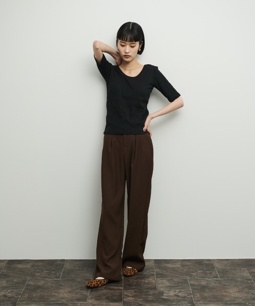 Shelly island（シェリーアイランド）の「カップ付きバックオープンTシャツ（Tシャツ/カットソー・レディース・ブラック/ホワイト/ピンク・FREE）」の18枚目の写真