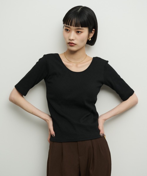 Shelly island（シェリーアイランド）の「カップ付きバックオープンTシャツ（Tシャツ/カットソー・レディース・ブラック/ホワイト/ピンク・FREE）」の19枚目の写真