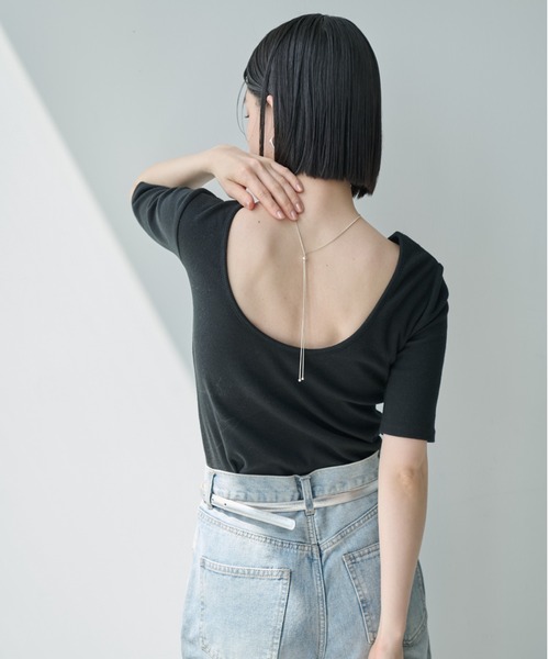 tシャツ バックオープンカットソー レディース バックオープン Tシャツ 背中開き オーバーサイズ ドロップ