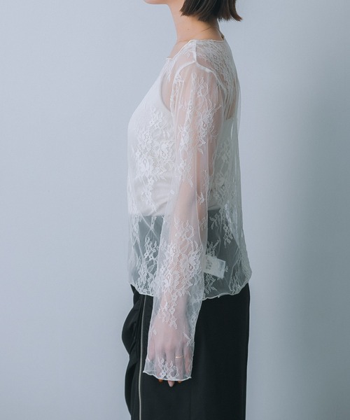 HEYUMM（ヘユム）の「レースシアートップ（その他トップス・レディース・ネイビー/ブラック/オフホワイト・ONE）」の5枚目の写真