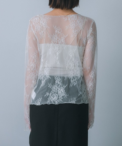 HEYUMM（ヘユム）の「レースシアートップ（その他トップス・レディース・ネイビー/ブラック/オフホワイト・ONE）」の6枚目の写真