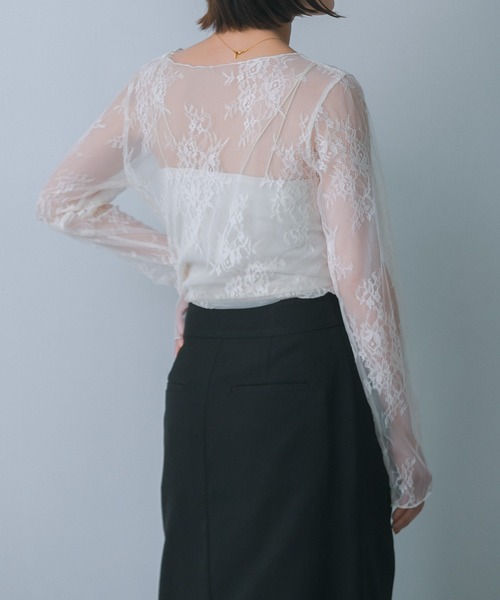 HEYUMM（ヘユム）の「レースシアートップ（その他トップス・レディース・ネイビー/ブラック/オフホワイト・ONE）」の9枚目の写真