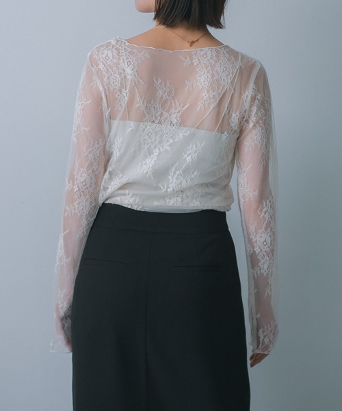 HEYUMM（ヘユム）の「レースシアートップ（その他トップス・レディース・ネイビー/ブラック/オフホワイト・ONE）」の10枚目の写真