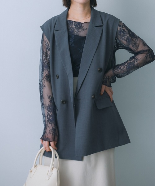 HEYUMM（ヘユム）の「レースシアートップ（その他トップス・レディース・ネイビー/ブラック/オフホワイト・ONE）」の14枚目の写真