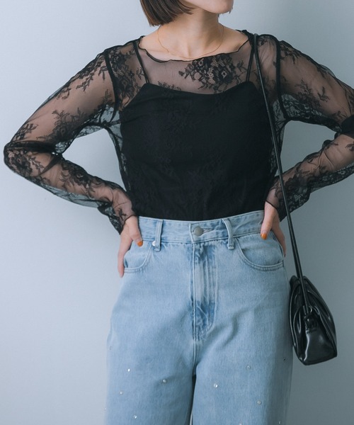 HEYUMM（ヘユム）の「レースシアートップ（その他トップス・レディース・ネイビー/ブラック/オフホワイト・ONE）」の18枚目の写真