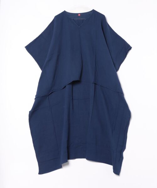 チャイハネ（チャイハネ）の「【チャイハネ】ダブルガーゼコットンハイローヘムワンピース（ワンピース・レディース・ホワイト/ネイビー/マスタード/ピンク/ブラック・FREE）」の4枚目の写真