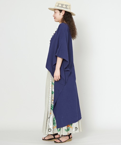 チャイハネ（チャイハネ）の「【チャイハネ】ダブルガーゼコットンハイローヘムワンピース（ワンピース・レディース・ホワイト/ネイビー/マスタード/ピンク/ブラック・FREE）」の10枚目の写真