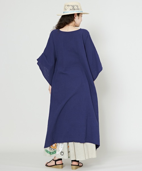 チャイハネ（チャイハネ）の「【チャイハネ】ダブルガーゼコットンハイローヘムワンピース（ワンピース・レディース・ホワイト/ネイビー/マスタード/ピンク/ブラック・FREE）」の11枚目の写真