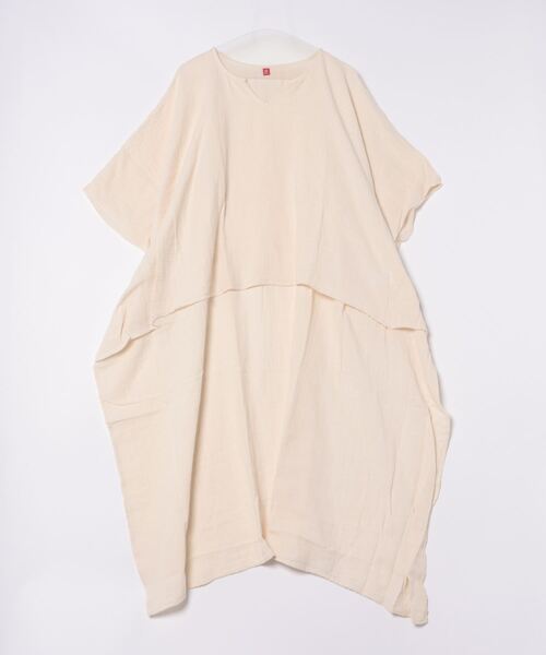 チャイハネ（チャイハネ）の「【チャイハネ】ダブルガーゼコットンハイローヘムワンピース（ワンピース・レディース・ホワイト/ネイビー/マスタード/ピンク/ブラック・FREE）」の6枚目の写真