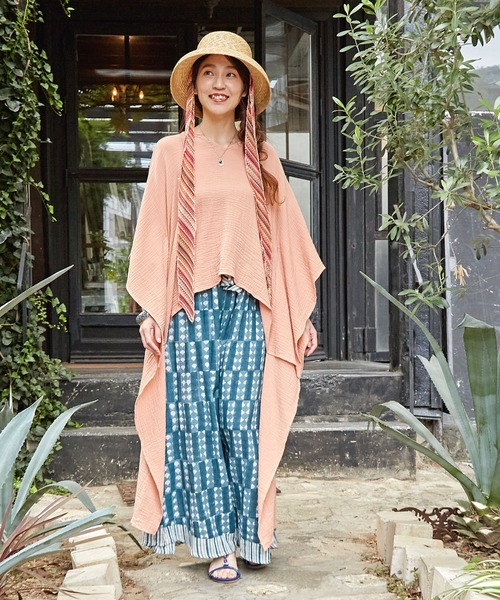 チャイハネ（チャイハネ）の「【チャイハネ】ダブルガーゼコットンハイローヘムワンピース（ワンピース・レディース・ホワイト/ネイビー/マスタード/ピンク/ブラック・FREE）」の16枚目の写真