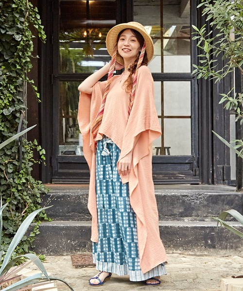 チャイハネ（チャイハネ）の「【チャイハネ】ダブルガーゼコットンハイローヘムワンピース（ワンピース・レディース・ホワイト/ネイビー/マスタード/ピンク/ブラック・FREE）」の19枚目の写真