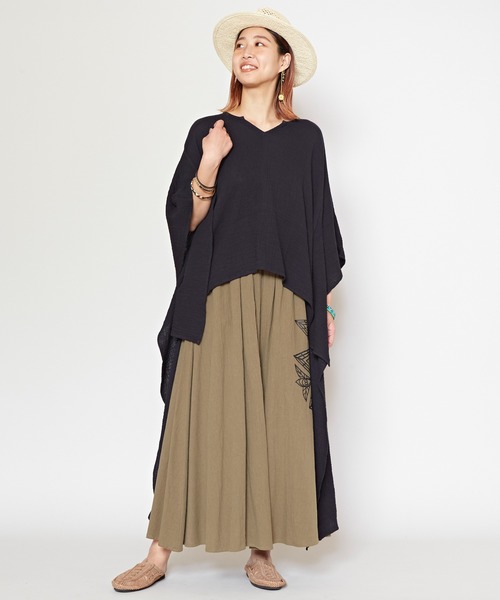 チャイハネ（チャイハネ）の「【チャイハネ】ダブルガーゼコットンハイローヘムワンピース（ワンピース・レディース・ホワイト/ネイビー/マスタード/ピンク/ブラック・FREE）」の21枚目の写真