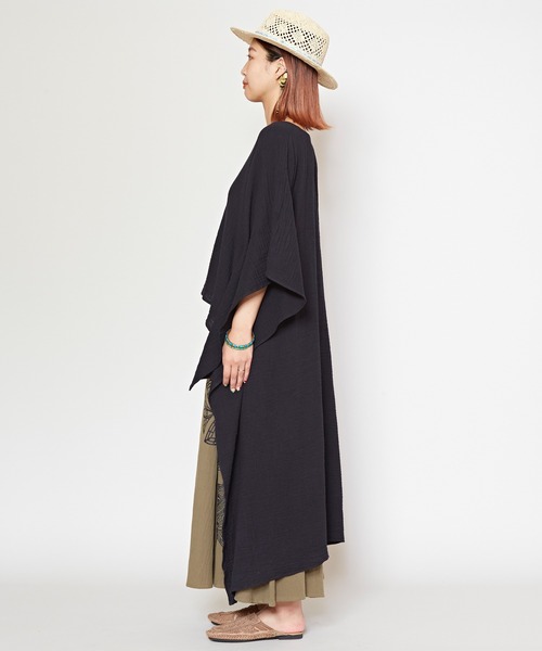 チャイハネ（チャイハネ）の「【チャイハネ】ダブルガーゼコットンハイローヘムワンピース（ワンピース・レディース・ホワイト/ネイビー/マスタード/ピンク/ブラック・FREE）」の22枚目の写真