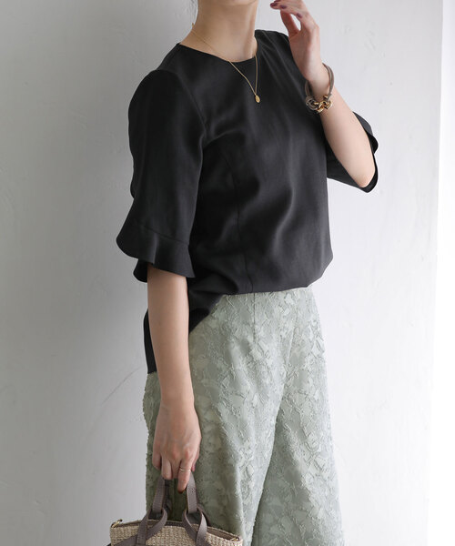 La TOTALITE（ラトータリテ）の「フリルスリーブブラウス（シャツ/ブラウス・レディース・ホワイト/ベージュ/ブラック・FREE）」の7枚目の写真