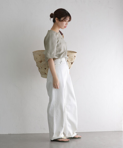 La TOTALITE（ラトータリテ）の「フリルスリーブブラウス（シャツ/ブラウス・レディース・ホワイト/ベージュ/ブラック・FREE）」の20枚目の写真