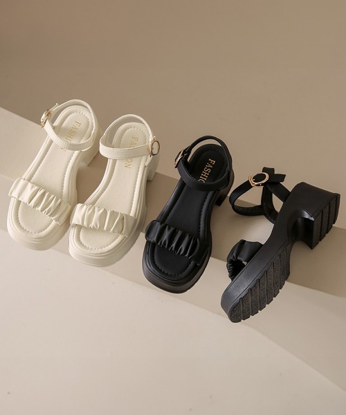 Miniministore(ミニミニストア)の「厚底サンダル 太ヒール 美脚 春夏(サンダル・レディース・ブラック/アイボリー・22.5cm/23.5cm/24.0cm/23.0cm/25.0cm/24.5cm)」の4枚目の写真