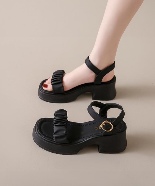 Miniministore(ミニミニストア)の「厚底サンダル 太ヒール 美脚 春夏(サンダル・レディース・ブラック/アイボリー・22.5cm/23.5cm/24.0cm/23.0cm/25.0cm/24.5cm)」の10枚目の写真