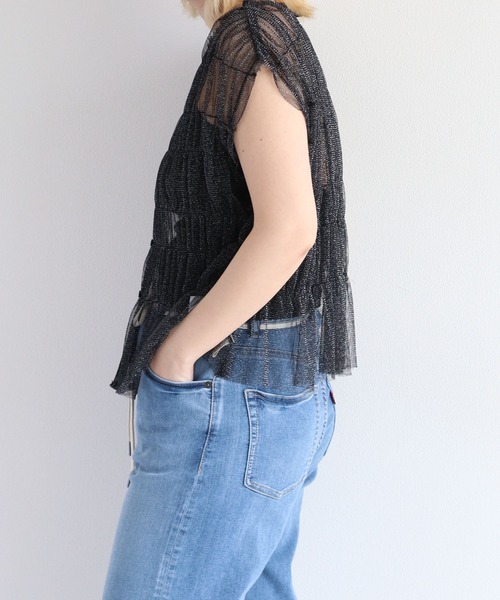 cepo(セポ)の「ラメチュールベスト<2WAY>(ベスト・レディース・ブラック/オフホワイト/オレンジ・M)」の5枚目の写真