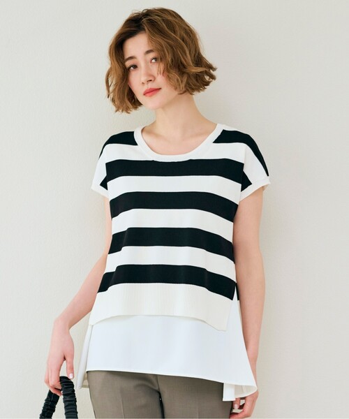 grove（グローブ）の「◆ニット×シャツレイヤードSET（その他トップス・レディース・ホワイト系5/ネイビー/ダークオリーブ・02/03/01）」の2枚目の写真