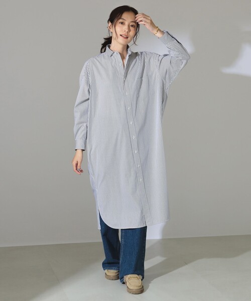 美品▲TICCA//スクエアビッグロングシャツワンピース▲イエローストライプ 美品△TICCA//スクエアビッグロングシャツワンピース△イエロー