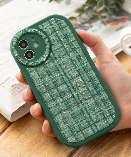 セール】iPhoneケース カバー プレイドツイード生地 【11/11pro/12