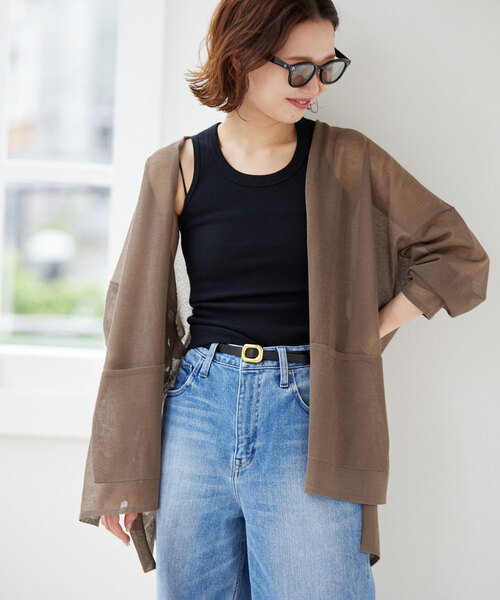 新品SLOBE IENAビスコースリネンボタンレスカーディガン スローブイエナ SLOBE IENA（スローブイエナ）の「ビスコースリネンボタンレス