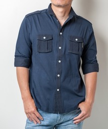 Buffalo Bobs | BRUNET-JERSEY(ブルネット ジャージ) プリーツ切り替え 5分袖 シルケット天竺 ミリタリーシャツ(シャツ/ブラウス)