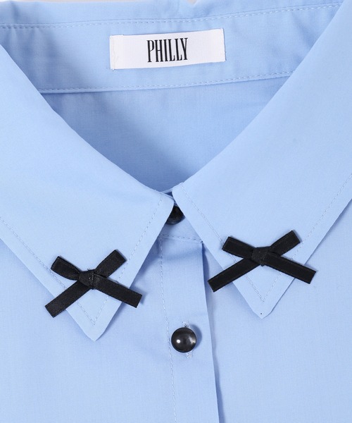 PHILLY(フィリー)の「【PHIILLY】リボンポイントブラウス(シャツ/ブラウス・レディース・ブラック/ホワイト/ブルー・FREE)」の12枚目の写真