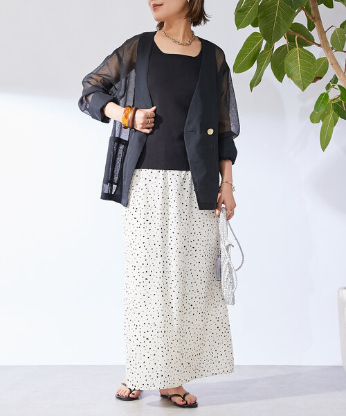 un dix cors（アンディコール）の「変形ドットナロースカート（スカート・レディース・ブラック/ホワイト・FREE）」の6枚目の写真