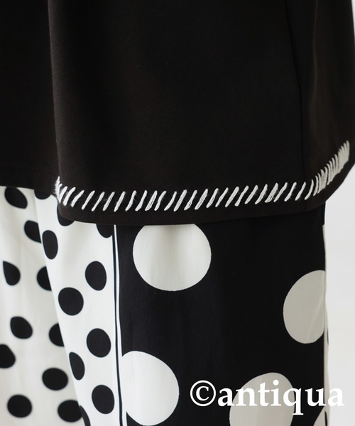 antiqua(アンティカ)の「ハンドステッチポンチTシャツ(Tシャツ/カットソー・レディース・グレー系その他/ブラック×ホワイト/ホワイト×ブラック・ONESIZE)」の21枚目の写真