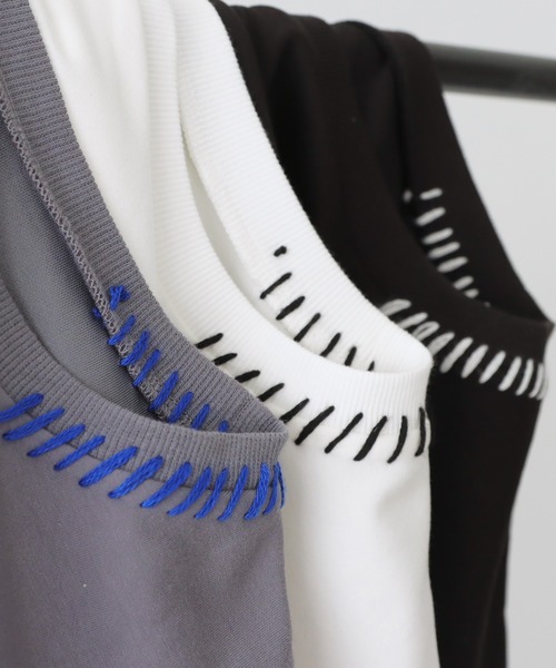 antiqua(アンティカ)の「ハンドステッチポンチTシャツ(Tシャツ/カットソー・レディース・グレー系その他/ブラック×ホワイト/ホワイト×ブラック・ONESIZE)」の17枚目の写真