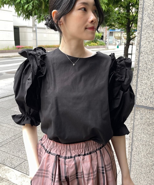 StyleSea(スタイルシー)の「コットンフリルブラウス(シャツ/ブラウス・レディース・ブラック/ブルー/グリーン/ホワイト・FREE)」の8枚目の写真