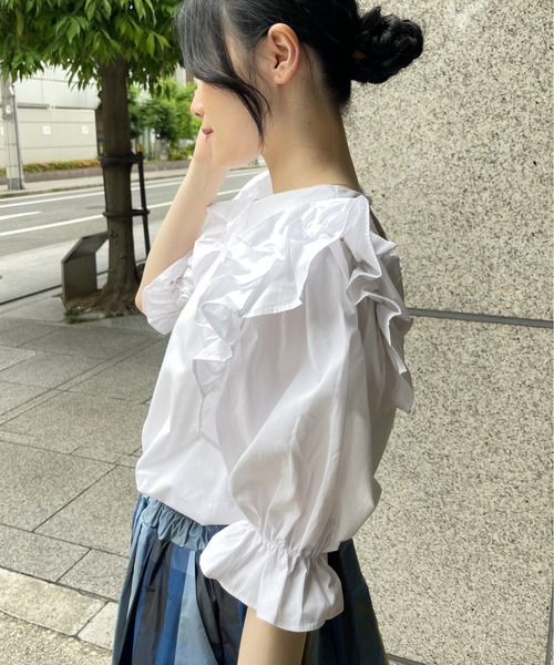 StyleSea(スタイルシー)の「コットンフリルブラウス(シャツ/ブラウス・レディース・ブラック/ブルー/グリーン/ホワイト・FREE)」の20枚目の写真