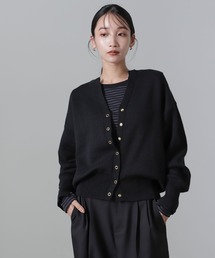 NANO universe | 洗濯機洗い可リネンライクスウェット風ニットカーディガン(カーディガン/ボレロ)