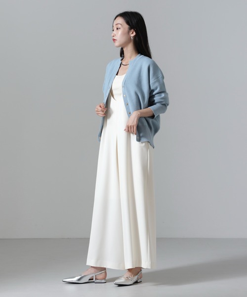 NANO universe(ナノユニバース)の「洗濯機洗い可リネンライクスウェット風ニットカーディガン(カーディガン/ボレロ・レディース・ライトブルー/ブラック/アイボリー・FREE)」の8枚目の写真