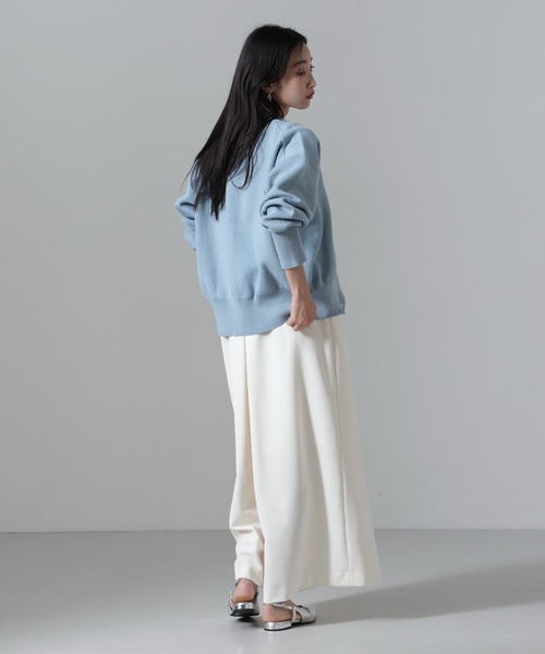 NANO universe(ナノユニバース)の「洗濯機洗い可リネンライクスウェット風ニットカーディガン(カーディガン/ボレロ・レディース・ライトブルー/ブラック/アイボリー・FREE)」の9枚目の写真