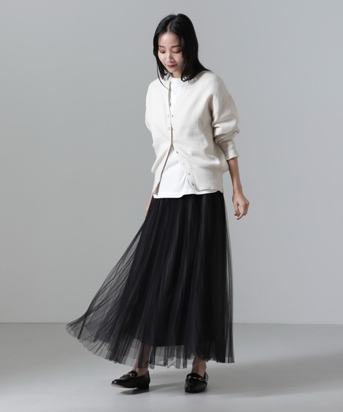 NANO universe(ナノユニバース)の「洗濯機洗い可リネンライクスウェット風ニットカーディガン(カーディガン/ボレロ・レディース・ライトブルー/ブラック/アイボリー・FREE)」の14枚目の写真