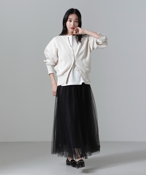 NANO universe(ナノユニバース)の「洗濯機洗い可リネンライクスウェット風ニットカーディガン(カーディガン/ボレロ・レディース・ライトブルー/ブラック/アイボリー・FREE)」の17枚目の写真