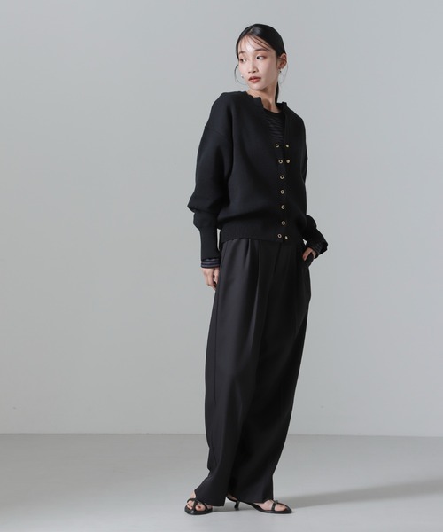 NANO universe(ナノユニバース)の「洗濯機洗い可リネンライクスウェット風ニットカーディガン(カーディガン/ボレロ・レディース・ライトブルー/ブラック/アイボリー・FREE)」の22枚目の写真