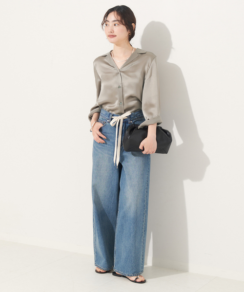 Plage SILK RAYON シャツブラウス セール】Silk open collar ブラウス（シャツ/ブラウス）｜Plage