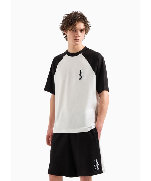 【セール】【A|X アルマーニ エクスチェンジ】＜オンライン限定＞フロックロゴパッチ 半袖クルーネックTシャツ/REGULAR+（Tシャツ/カットソー）｜ARMANI EXCHANGE（アルマーニエクスチェンジ）