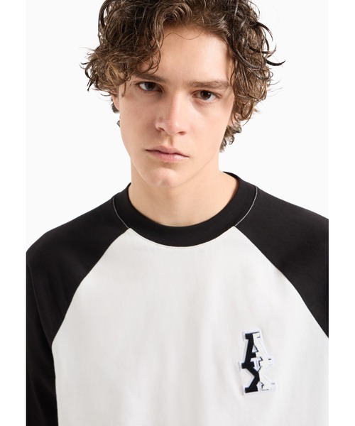 【セール】【A|X アルマーニ エクスチェンジ】＜オンライン限定＞フロックロゴパッチ 半袖クルーネックTシャツ/REGULAR+（Tシャツ/カットソー）｜ARMANI EXCHANGE（アルマーニエクスチェンジ）