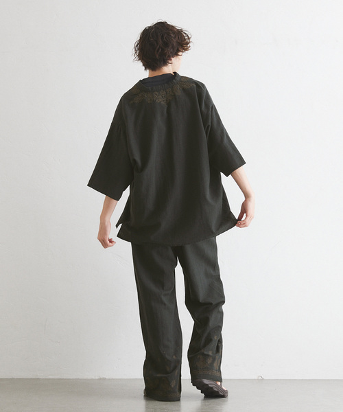 417 EDIFICE（フォーワンセブンエディフィス）の「メンアサエンブロイダリー イージーパンツ（スラックス・メンズ・ブラック・LARGE/MEDIUM）」の7枚目の写真