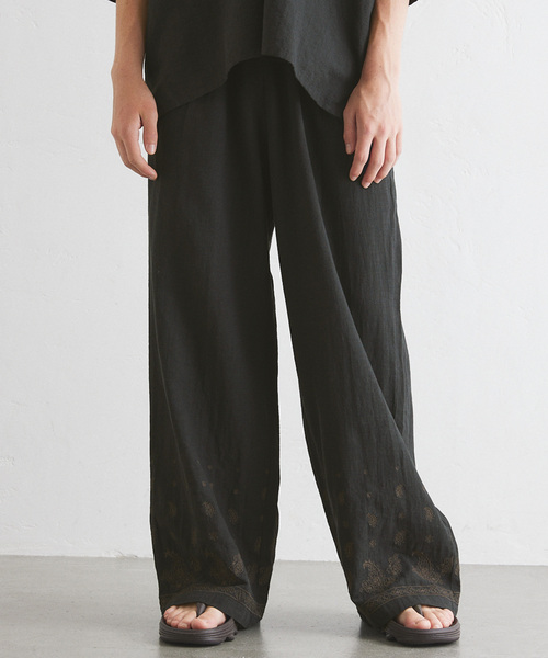 417 EDIFICE（フォーワンセブンエディフィス）の「メンアサエンブロイダリー イージーパンツ（スラックス・メンズ・ブラック・LARGE/MEDIUM）」の4枚目の写真